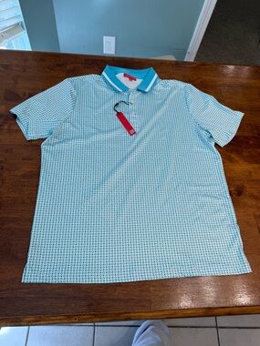Redvanly Norvins Polo Shirt XL Blue Curacao PUREpoly Geometric Golf Print